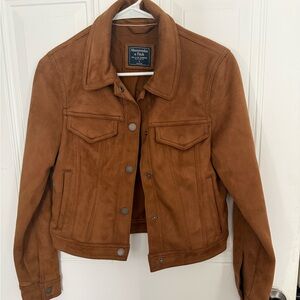 Abercrombie & Fitch Chestnut Brown Suede Trucker Jacket